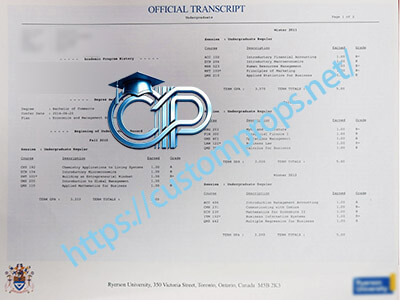 Ryerson Uni transcript
